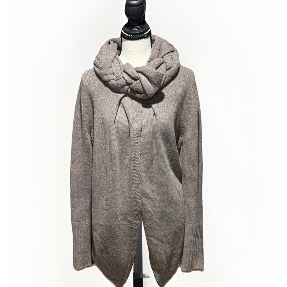 Banana‎ Republic Small Cashmere Wool Knit Sweater Braided Funnel Neck Buttoned